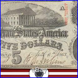 T-60 1863 $5 Confederate Currency CIVIL War Bill 96979