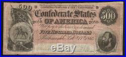 T-64 1864 $500 Confederate Currency CIVIL War Note 2058
