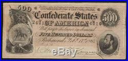 T-64 1864 $500 Confederate Currency STONEWALL JACKSON Civil War Money 24010