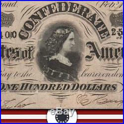 T-65 1864 $100 Confederate Currency CIVIL War Bank Note 25400