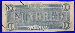 T-65 1864 $100 Confederate Currency CIVIL War Bank Note 25400