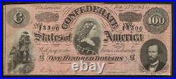 T-65 1864 $100 Confederate Currency CIVIL War Bill 13300