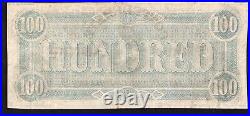 T-65 1864 $100 Confederate Currency CIVIL War Note 36935