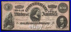 T-65 1864 $100 Confederate Currency Lucy Pickens CIVIL War Bill 80058