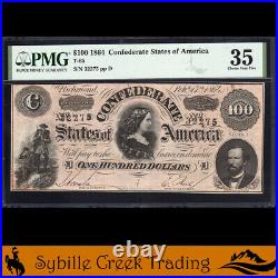 T-65 1864 $100 Confederate Currency Lucy Pickens Pmg 35 CIVIL War Bill 32275