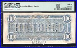 T-65 1864 $100 Confederate Currency Pmg 64 Epq CIVIL War Note 15182