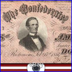 T-66 1864 $50 Confederate Currency CIVIL War Bank Note 66113