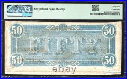 T-66 1864 $50 Confederate Currency Pmg 55 Epq CIVIL War Note 7161-10