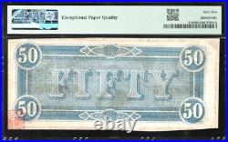 T-66 1864 $50 Confederate Currency Pmg 62 Epq CIVIL War Note 31390