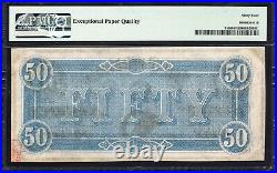 T-66 1864 $50 Confederate Currency Pmg 64 Epq CIVIL War Bill 17075