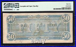 T-66 1864 $50 Confederate Currency Pmg 64 Epq CIVIL War Bill 18289