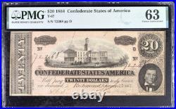 T-67 $20 1864 Confederate States Currency Civil War PMG 63 CONSECUTIVE PAIR