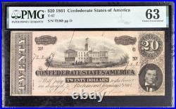 T-67 $20 1864 Confederate States Currency Civil War PMG 63 CONSECUTIVE PAIR
