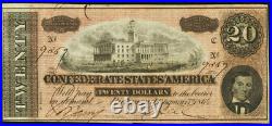 T-67 CONFEDERATE STATES of AMERICA $20 CIVIL WAR 1864 PLATE # 18 #9369