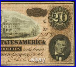 T-67 CONFEDERATE STATES of AMERICA $20 CIVIL WAR 1864 PLATE # 18 #9369