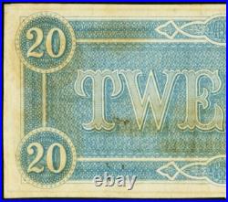 T-67 CONFEDERATE STATES of AMERICA $20 CIVIL WAR 1864 PLATE # 18 #9369