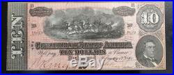 T-68 $10 Pmg 63 Choice Unc 1864 Confederate Currency CIVIL War Hand Drawn 8