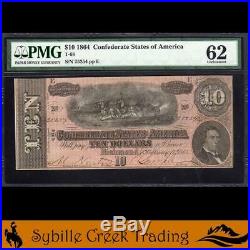 T-68 1864 $10 CONFEDERATE CURRENCY PMG 62 comment CIVIL WAR BILL 25254