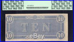 T-68 1864 $10 Confederate Currency Pcgs 62 Ppq CIVIL War Money 1409