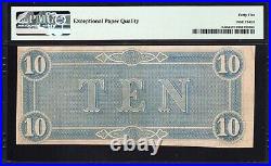 T-68 1864 $10 Confederate Currency Pmg 45 Epq CIVIL War Bill 18672