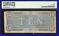 T-68 1864 $10 Confederate Currency Pmg 50 CIVIL War Bill 25595