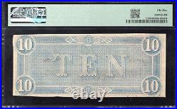 T-68 1864 $10 Confederate Currency Pmg 55 CIVIL War Ten Dollar Bill 33653