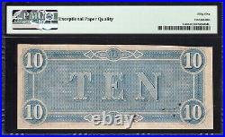 T-68 1864 $10 Confederate Currency Pmg 55 Epq CIVIL War Bill 67590