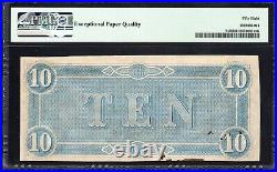 T-68 1864 $10 Confederate Currency Pmg 58 Epq CIVIL War Bill 67573