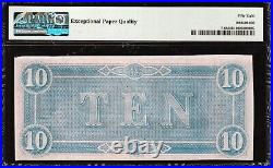 T-68 1864 $10 Confederate Currency Pmg 58 Epq CIVIL War Note 106869