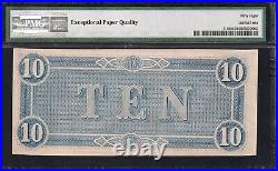 T-68 1864 $10 Confederate Currency Pmg 58 Epq CIVIL War Note 88383