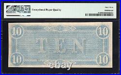 T-68 1864 $10 Confederate Currency Pmg 63 Epq CIVIL War Note 40606
