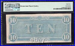 T-68 1864 $10 Confederate Currency Pmg 64 Epq CIVIL War Bill 19203