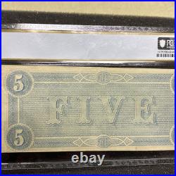 T-69 1864 $5 Confederate Currency Pmg 63 Epq CIVIL War Note 63535