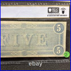 T-69 1864 $5 Confederate Currency Pmg 63 Epq CIVIL War Note 63535