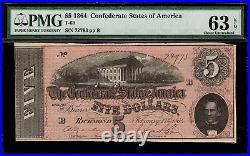 T-69 $5 1864 Confederate Currency CSA Civil War Graded PMG 63 EPQ