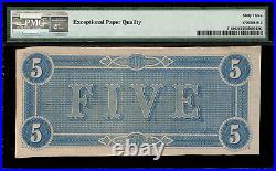 T-69 $5 1864 Confederate Currency CSA Civil War Graded PMG 63 EPQ