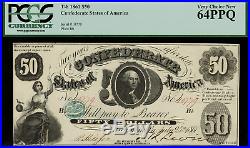 T-8 / PF-4 $50 1861 Confederate Currency CSA Civil War Graded PCGS 64PPQ