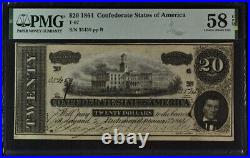 T67 $20 1864 Confederate States Currency Banknote Civil War Confederacy PMG AU58