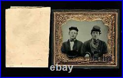 Tintype Civil War Soldiers Interlocked Arms w' Note Ref Gettysburg & Confederate