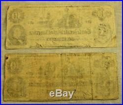 Two (2) 1862 $10 Richmond Confederate States Civil War Currency Notes