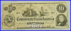 Two (2) 1862 $10 Richmond Confederate States Civil War Currency Notes