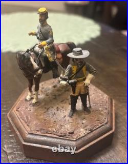Two American Civil War Confederate Soldiers Miniature With Horse Hand Painted
