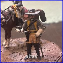 Two American Civil War Confederate Soldiers Miniature With Horse Hand Painted