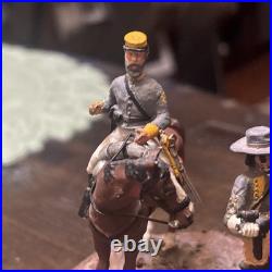 Two American Civil War Confederate Soldiers Miniature With Horse Hand Painted