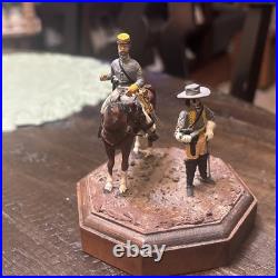 Two American Civil War Confederate Soldiers Miniature With Horse Hand Painted