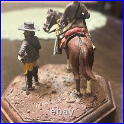 Two American Civil War Confederate Soldiers Miniature With Horse Hand Painted