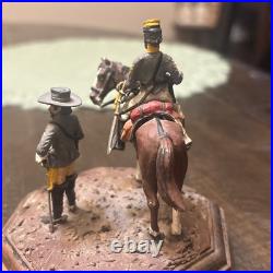 Two American Civil War Confederate Soldiers Miniature With Horse Hand Painted
