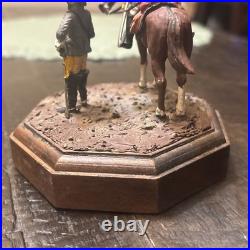 Two American Civil War Confederate Soldiers Miniature With Horse Hand Painted
