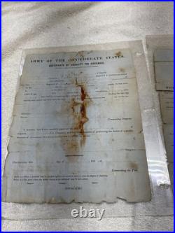 Two Civil War Confederate Papers Entry And Discharge for Elias Kirby Very Rare