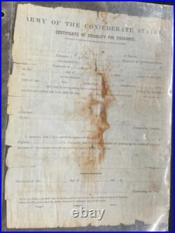 Two Civil War Confederate Papers Entry And Discharge for Elias Kirby Very Rare